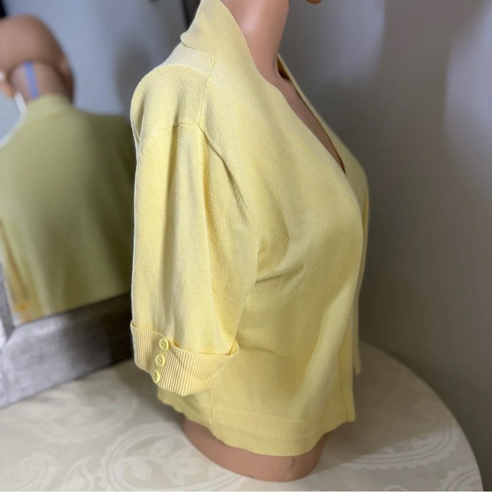 89th & Madison Yellow Knit Cardigan V-Neck Sweater